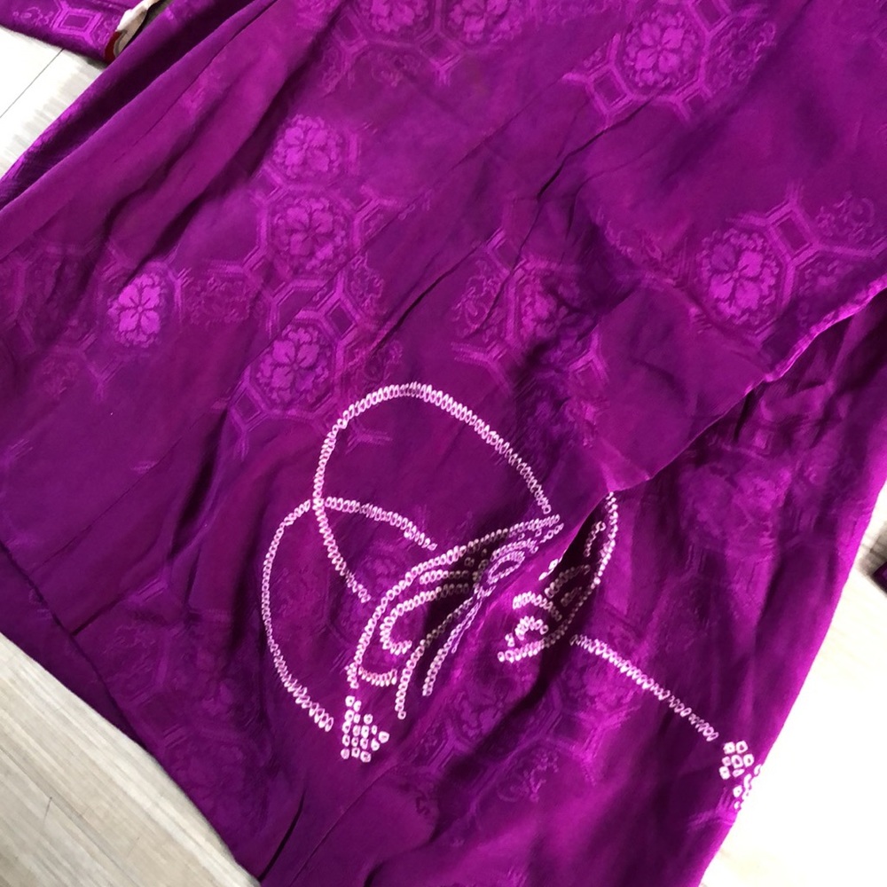 Purple silk kimono - Picture 3 of 11